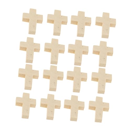 Housoutil 100 Stück Vintage Holz Kreuz Anhänger DIY Charms Holzscheiben Schmuckzubehör für Halskette Armband Schlüsselanhänger Bastelset von Housoutil