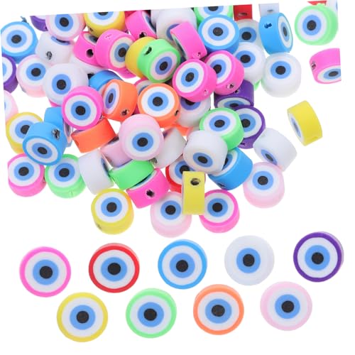 Housoutil 100 Stück flache runde Tonperlen Runde Charm-Abstandsperlen mit bösen Augen Perlen des bösen Blicks Polymer-Ton Housoutil 100 Stück flache runde Tonperlen Runde Charm-Abstandsperlen mit bösen Augen Perlen des bösen Blicks Polymer-Ton von Housoutil