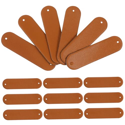 Housoutil 100 Stück leeres lederetikett leere Etiketten Kleideretiketten für handmade label handgemacht label leere Lederanhänger für Hüte Etikettenanhänger aus Leder Kunstleder Brown von Housoutil