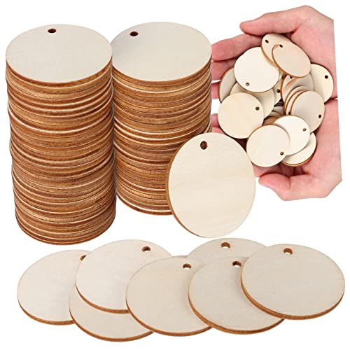 Housoutil 100 Stück runde Holzspäne Gruß Runden runde Scheibenverzierung natürliche Stammscheiben Treibholz weihnachtsdeko weinachtsdeko weihnacjtsdeko Kreisanhänger aus Holz Naturholzkreise von Housoutil