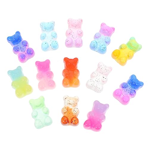 Housoutil 100Stücke Bär Charms Glitter Pulver für Telefon Case DIY Harz Zubehör Süßes Handwerksmaterial für Projekte und von Housoutil