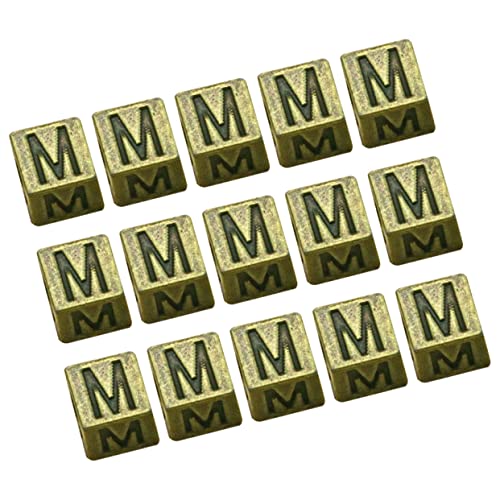 Housoutil 100Stücke Legierungsanhänger für Schmuckherstellung Quadratische Buchstabenperlen DIY Zubehör für Armbänder und Schlüsselanhänger Antikes Cyan von Housoutil
