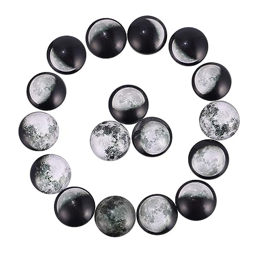 Housoutil 100Stücke Mond Cabochons mit Druck Kuppeln im Eclipse Muster für DIY Schmuck und Bastelprojekte und Vielseitig Einsetzbar für Designs von Housoutil