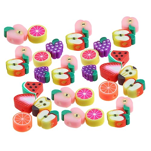 Housoutil 100Stücke Polymer Clay Perlen für DIY Schmuckherstellung Obstthema Perlen zum Auffädeln Bastelmaterialien für Armbänder und Dekorationen von Housoutil