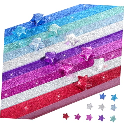 Housoutil 1040 Stück Glitzer-Origami farbiges Papier Sternenpapierstreifen Streifen aus Papiersternen Schüttgut bastelzeug bastelst Sternpapierstreifen zum Selbermachen Origami-Papier-Kit von Housoutil