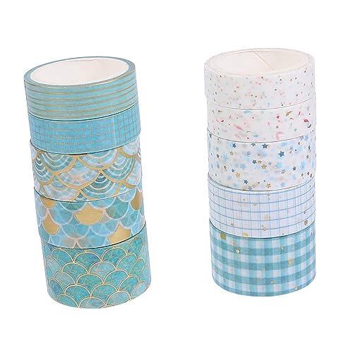 Housoutil 10Rollen Papierband DIY Dekoratives Klebeband für Scrapbooking Geschenkverpackung und Handwerksprojekte Goldfolie und Bunten Designs von Housoutil