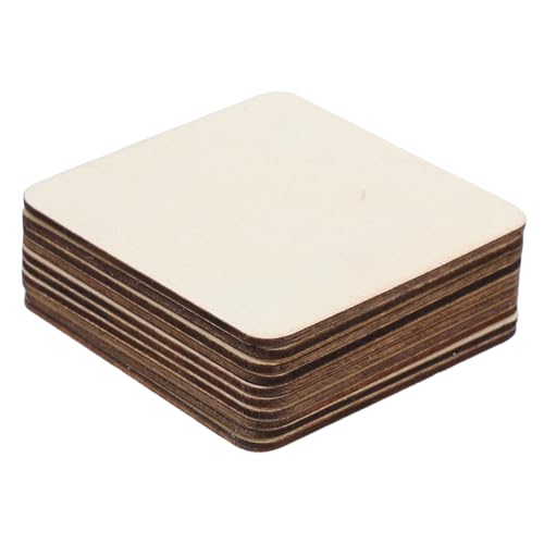 Housoutil 10Stücke DIY Holzscheiben Unfertige Quadratische Holzstücke für Bastelarbeiten Scrapbooking und Wohnkultur und Vielseitig Einsetzbar von Housoutil