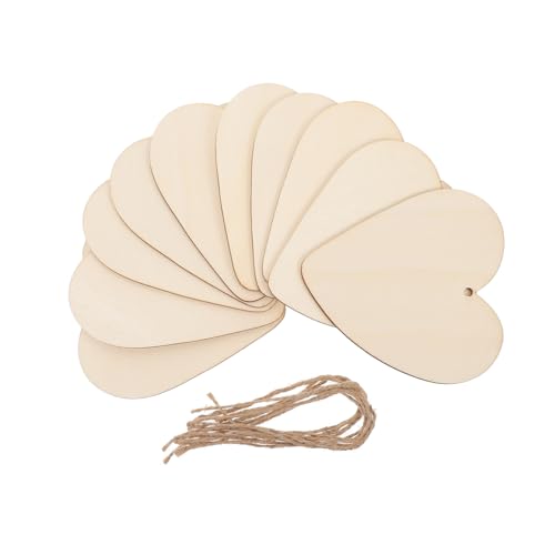 Housoutil 10Stücke Herzförmige Holzscheiben DIY Teiliges Für Dekorationen Unbemalt Für Hochzeiten Valentinstag Und Handwerksprojekte von Housoutil