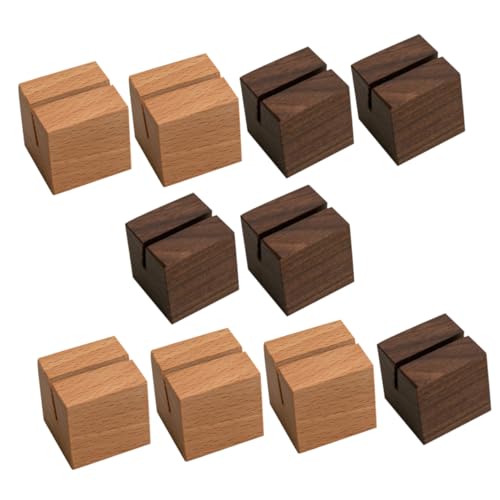 Housoutil 10Stücke Holz Kartenhalter Tischkartenhalter Buchenholz und Walnussholz für Hochzeiten Feiern Fotos und Notizen Eleganter Anzeigeständer von Housoutil