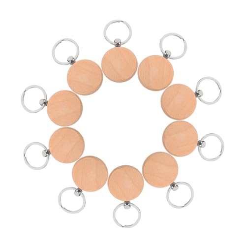 Housoutil 10Stücke Holz Schlüsselanhänger Blanko Schlüsselringe DIY Holzanhänger Für Personalisierbar Für Bastelprojekte Dekoration Von Schlüsselbunden von Housoutil
