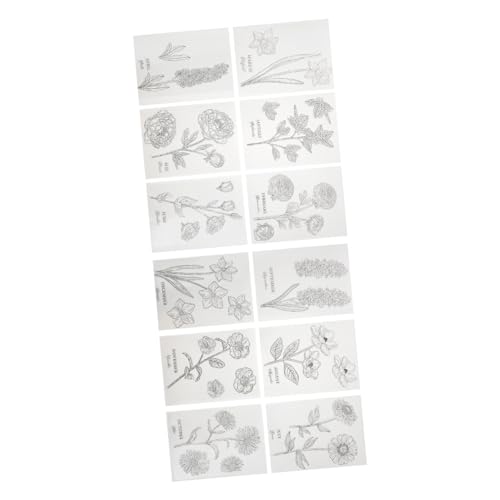 Housoutil 12 Blatt Transparente Stempel für Diy Bastelprojekte Kreative Tpr Stempel für Tagebuch Scrapbooking und Kartenherstellung Verschiedene Muster für Designs von Housoutil