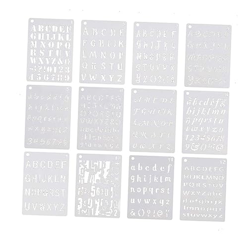 Housoutil 12 Blatt Wiederverwendbare Buchstaben und Zahlenschablonen Pet für Diy Bastelprojekte für Präzise und Detailreiche Schriftzüge Einfach Anzuwenden und Langlebig von Housoutil