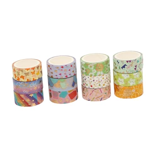 Housoutil 12 Rollen Diy Washi Tape Set Handreißbare Dekorative Klebebänder für Scrapbooking Tagebuchgestaltung und Kreative Bastelprojekte Vielseitig Einsetzbar und Rückstandslos Entfernbar von Housoutil