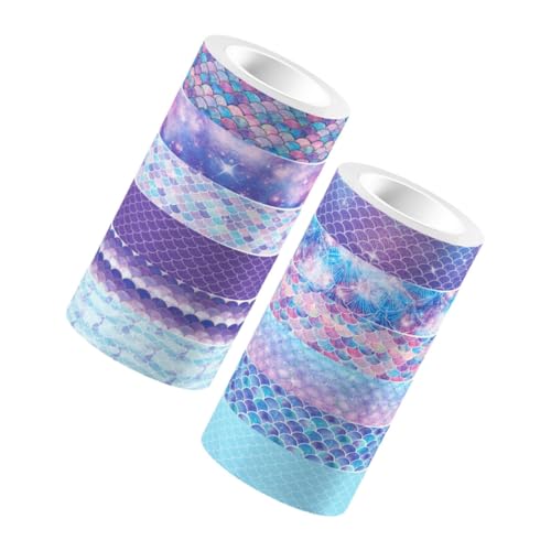 Housoutil 12 Rollen Fantasy -Farbband Scrapbooking dekorativ Milchband Meerjungfrau Handwerk Aufkleber Washi DIY Bastelband Washi Tape zum Basteln papierklebebänder selber machen DIY-Bänder von Housoutil
