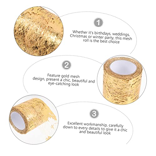 Housoutil 12 Rollen Goldene Tüllbänder aus Mesh Leichtes Netzgewebe für DIY Basteln Geschenkverpackung und Blumenarrangements Dekorativ und Vielseitig für Besondere Anlässe Wie Geburtstage von Housoutil