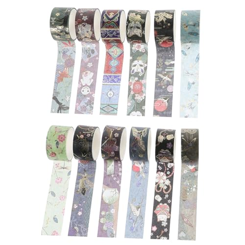 Housoutil 12 Rollen Klebeband Scrapbook Journal Notizbuch Aufkleber DIY Material Aufkleber DIY Bastelmaterial Bedrucktes Klebeband Buchklebeband DIY Planer Aufkleber Bastelmaterial von Housoutil