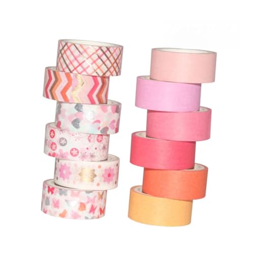Housoutil 12 Rollen Rote Tuning -papierband Klebeband Handwerk Scrapbooking -vorräte Sammelalbum Planer Tagebuch Klebeband Errötendes Aufkleber Buchband Journaling von Housoutil