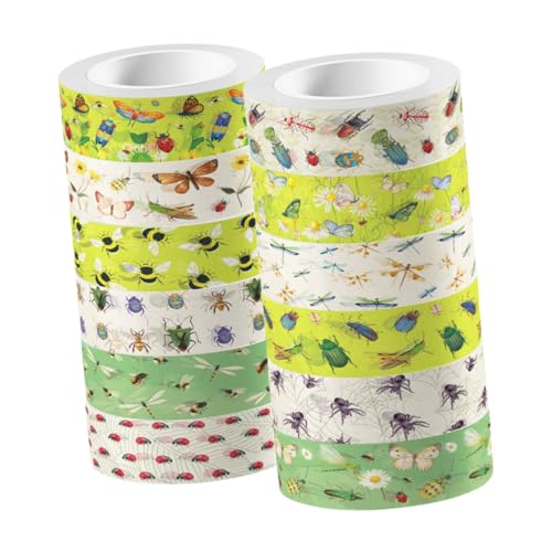 Housoutil 12 Rollen Transparentes Rollband farbig Sammelalbum Scrapbooking Dekoration Klebeband für Handwerk Dekoratives Washi Tape dekorative klebebänder selber machen Bastelband Aufkleber von Housoutil