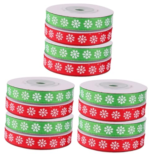 Housoutil 12 Rollen Weihnachtliches Schneeflocken Geschenkband Breit Polyester Schleifenband Rot Grün für Geschenkverpackung DIY Weihnachtsdeko Housoutil 12 Rollen Weihnachtliches Schneeflocken Geschenkband Breit Polyester Schleifenband Rot Grün für Geschenkverpackung DIY Weihnachtsdeko von Housoutil