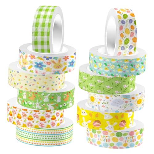 Housoutil 12 Rollen dekorative klebebänder selber machen Dekoration mit Papierband Scrapbook- Scrapbooking -Vorräte selbstklebende DIY-Klebebänder Planerband Washi-Tape von Housoutil