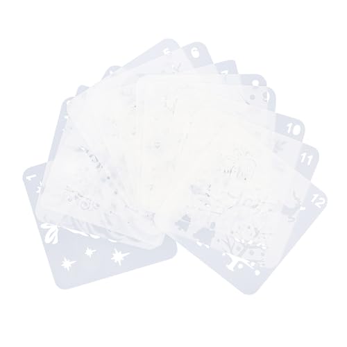 Housoutil 12 Stück 12-teiliges Weihnachts-malvorlagen Wiederverwendbarem PET-Material Kreative Schadstofffreie Schablonen mit Hohlem Design Kindgerecht Leicht zu Reinigen für DIY-Deko und von Housoutil