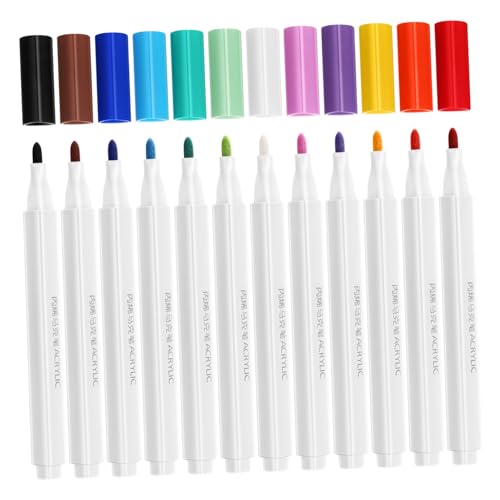 Housoutil 12 Stück Acrylmarker malen Sie Markierungen Basteln Handwerk Farbmarkierungen Acrylfarbenmarkierungen Acrylstift Markierungen für Marker für Malbücher Plastik von Housoutil