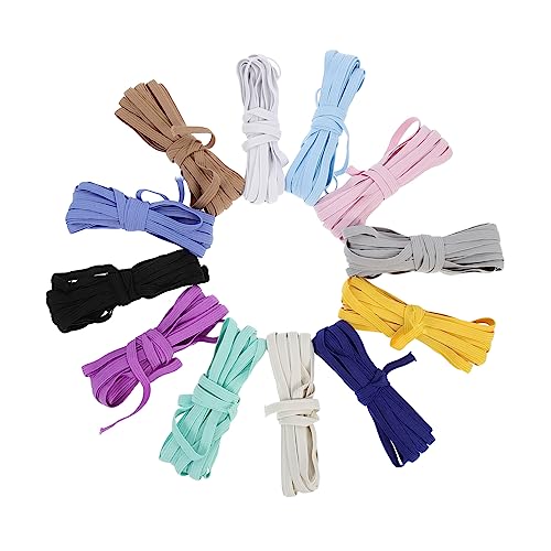 Housoutil 12 Stück Flachgummibänder Elastische Diy Bänder für Handarbeiten und Mehr Vielseitige Verwendung für Taschen und Accessoires Zufällige Farben Zufällige Farbe von Housoutil
