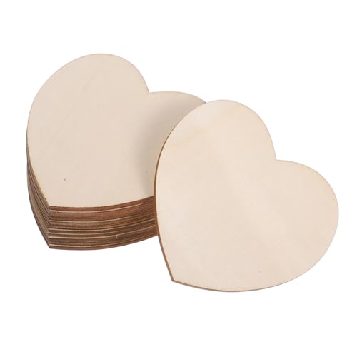 Housoutil 12 Stück Holzspäne in Herzform Valentinstag Herzschmuck Herz Holzverzierungen Kernholzscheiben Valentinstag Holzscheiben Herzförmige Holzspäne Holzherz Basteln Beige Pappel von Housoutil