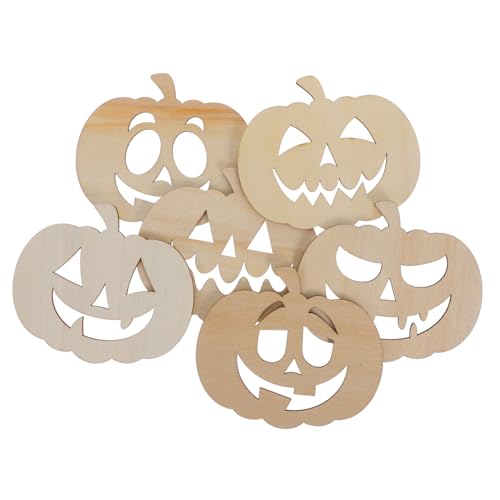 Housoutil 12 Stück Kürbisanhänger Zum Basteln Ernte Dekoration Halloween Ausschnitte Handwerk Ausgeschnitten Party Dekorativ Unvollendet Fallen Diy - Holz Beige von Housoutil