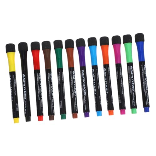 Housoutil 12 Stück Magnetischer Whiteboard-stift Malen Markierungen Farbig Pastell Weiß Löschbar Whiteboard-marker Trocken Abwischbar Tipp Whiteboards Tafel Schwamm von Housoutil