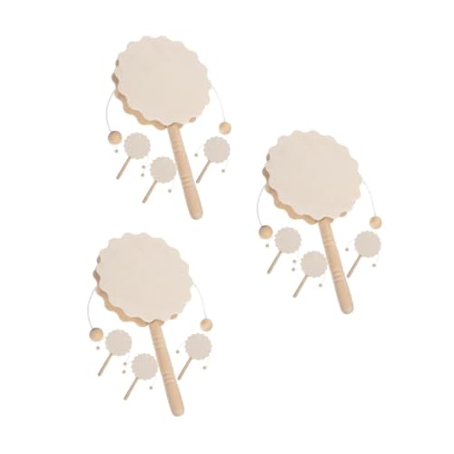 Housoutil 12 Stück Teiliges Blank Holz Rasseltrommel DIY Handgemalt Malspielzeug Glatte Oberfläche Kreativitätsförderndes Percussion Instrument für Bastler und Erzieher von Housoutil