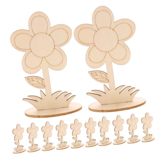 Housoutil 12 Stück Teiliges Holzblumen bastelset Unvollendete Holzblumen zum Bemalen DIY Kreative Holzdekoration Leichte Holzblüten für Zimmer Tischdeko Hochzeit Geschenk von Housoutil