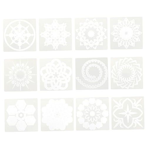 Housoutil 12 Stück Teiliges Mandala Schablonen Set für Malerei und Basteln Wiederverwendbare Muster für Diy Projekte und Dekoration Hochwertige Zeichenschablonen Strapazierfähigem Material von Housoutil