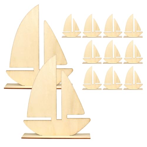 Housoutil 12 Stück Teiliges Segelboot Holz Bastelset Unvollendete Holzscheiben für DIY Projekte zum Malen und Gestalten von Einzigartigen Dekorationen von Housoutil