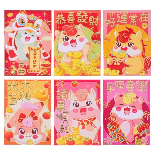 Housoutil 120 Stück Cartoon Horse Rote Umschläge Traditionelle Hongbao für Frühlingsfest Hochzeiten Glücksumschläge aus Strapazierfähigem von Housoutil