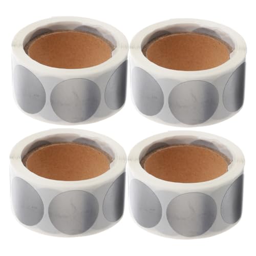Housoutil 1200 Stück Kratzen Sie selbst klebendes Papier Kreisaufkleberpunkt Verlosungskarte kratzen Aufkleber ab belohnen Kratzer Aufkleber ab selbstklebendes Papier Silber von Housoutil