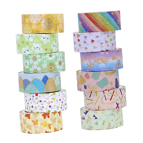 Housoutil 12Rollen Dekoratives Washi Tape Candy Farben Breit für Diy Handwerk Scrapbooking und Kreative Projekte Klebeband ohne Rückstände für und Persönliche Notizen von Housoutil