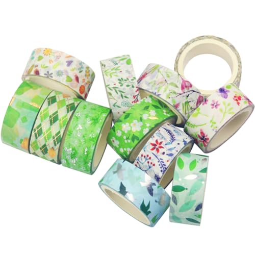 Housoutil 12Rollen Teiliges Washi Tape mit Floralen Mustern Dekorative Klebebänder für Scrapbooking DIY Projekte und Journaling Partyzubehör und von Housoutil