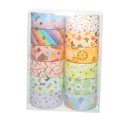 Housoutil 12Rollen Washi Tape Dekorative Klebebänder für DIY Handwerk Scrapbooking und Geschenkverpackungen Leicht Haftend Verschiedenen Mustern von Housoutil