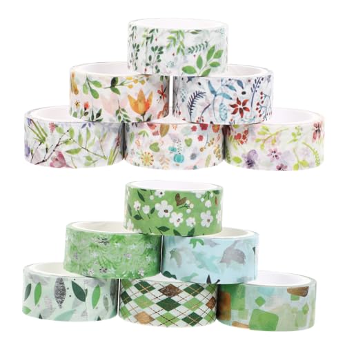 Housoutil 12Rollen Washi Tape Dekoratives Klebeband für Scrapbooking Geschenkverpackung und Bastelmaterial pro Verschiedene Muster für Kreative DIY Projekte von Housoutil