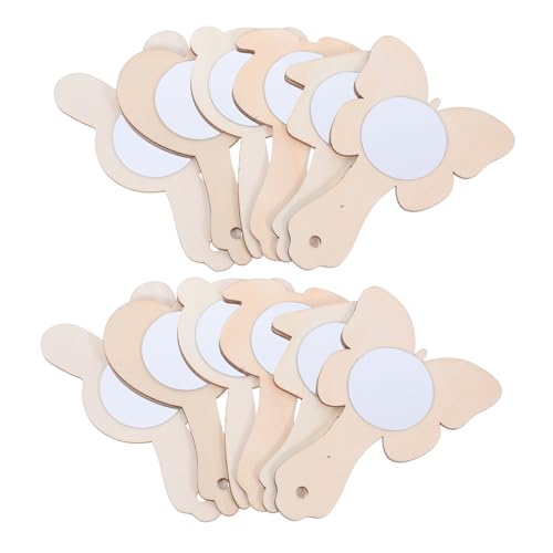 Housoutil 12pcs Unvollendete Holzspiegel Für Kinder DIY Bastelhandwerk Handheld -spiegel Zum Malen Und Dekorieren Kleiner Holzspiegel Für Die Kreativität Von Kindern von Housoutil