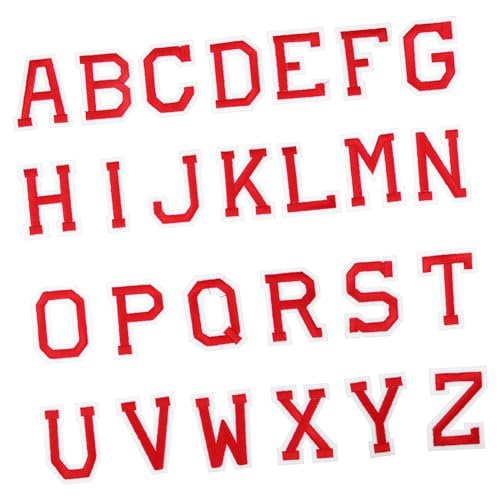 Housoutil 130 Stck. Teiliges Aufbügelbare Buchstaben Patches A Z Bestickte Iron Letter Patches für Kleidung Taschen Hüte Jeans Rote Applikationen zum Reparieren und Dekorieren von Textilien von Housoutil