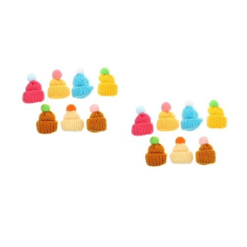 Housoutil 14 Stk. Teiliges Bunte Elastische Mini Mützen aus Wolle Kleine Weihnachtsdeko für Weinflaschen und Kosmetik Farbenfrohe Gestrickte Hüte für Festliche Tisch und Baumdekoration von Housoutil