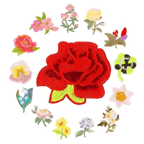 Housoutil 14 Stück Blüten Aufnäher zum Aufbügeln Diy Patches für Kleidung Jeans Taschen Hüte und Mehr zum Reparieren und Dekorieren von Housoutil