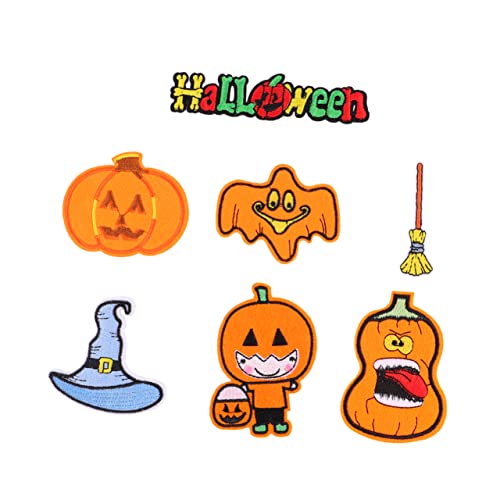 Housoutil 14 Stück Kürbis -skelett -stoffaufkleber Halloween-stickerei-patches Kürbisbeet Halloween-kleidungsflecken Fälschung Halloween-nähflecken Stoff-polyester-vliesstoff von Housoutil