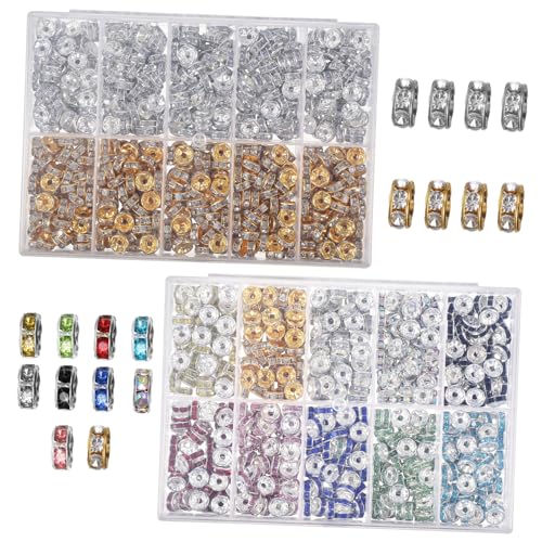Housoutil 1400Stücke Strass Abstandsperlen DIY Schmuckherstellung Mit Bunten Kristallperlen Für Armbänder Halsketten Und Bastelprojekte Glänzende Oberfläche Vielseitig von Housoutil