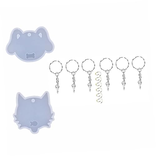 Housoutil 14Stücke Teiliges Silikonform Set Für DIY Tier Schlüsselanhänger Epoxidharz Gießform Für Katzen Und Hundemarken Für Bastelprojekte von Housoutil