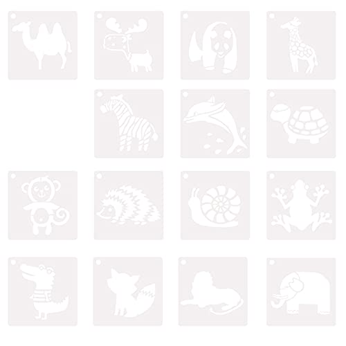 Housoutil 15 Blatt Teiliges Tier Schablonen für Diy Bastelprojekte Wiederverwendbare Malschablonen für Geeignet für Wandgestaltung Scrapbooking und Stoffmalerei von Housoutil