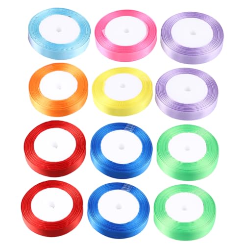Housoutil 15 Rolle Satinband Wickelband Band zum Basteln Stoff schneidbares Geschenkband verdrahtetes Band seidenband ribbon farbband Festival-Geschenkband schneidbares Paketband Schleife von Housoutil