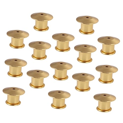Housoutil 15 Stück Flacher Kopf Verriegelung sperren sicherheitsschloss schmuckherstellung zubehör schmuck verschluss kompakte Pin-Rückseiten Stiftrückenhalter für Tasche Metall Golden von Housoutil